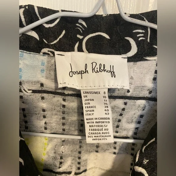 Joseph Ribkoff Abstract Print Cropped Jacket Statement Button Front Size 8 - Picture 5 of 7